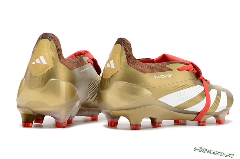 Men's Adidas Predator Elite Foldover Tongue FG Firm Ground Low-Tops Football Boots - Gold/Red/White 6