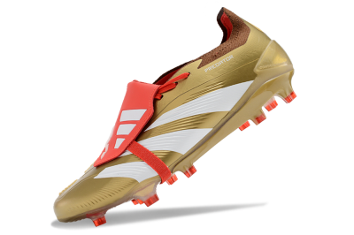 Men's Adidas Predator Elite Foldover Tongue FG Firm Ground Low-Tops Football Boots - Gold/Red/White
