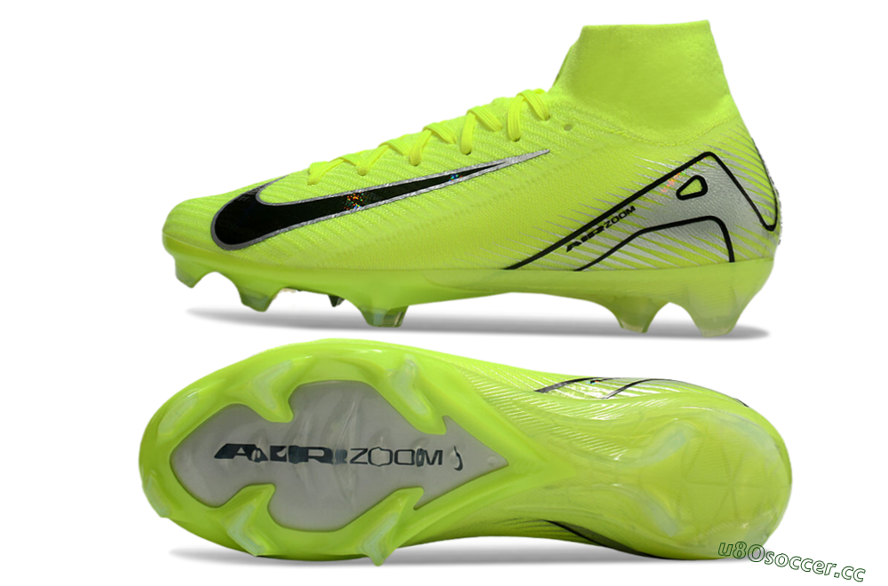Unisex Nike Air Zoom Mercurial Superfly 10 Elite FG Firm Ground High-Tops Football Boots - Yellow/Black/Silver 1