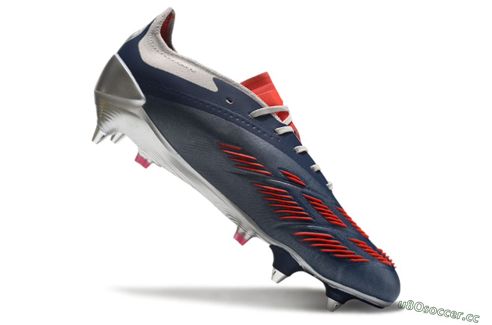 Men's Adidas Predator 24 Elite SG Soft Ground Low-Tops Football Boots - Silver/Blue/Red 4