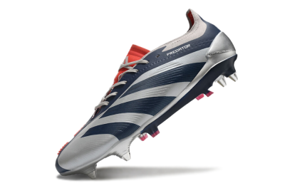 Men's Adidas Predator 24 Elite SG Soft Ground Low-Tops Football Boots - Silver/Blue/Red