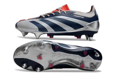 Men's Adidas Predator 24 Elite SG Soft Ground Low-Tops Football Boots - Silver/Blue/Red