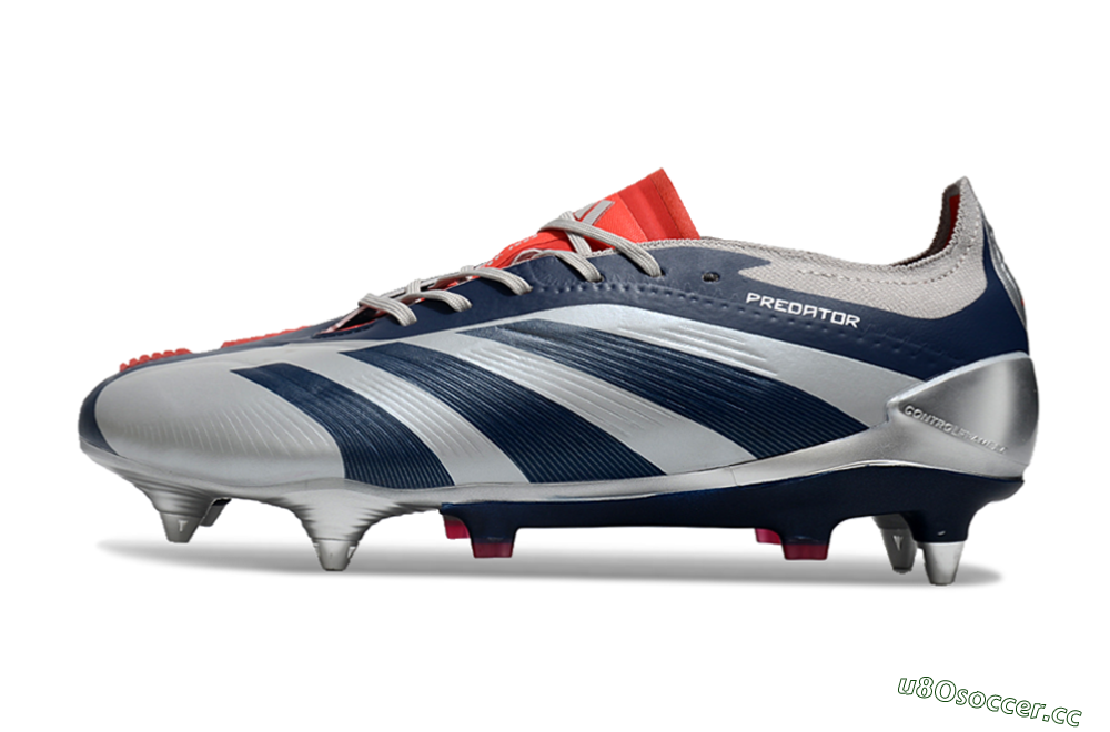 Men's Adidas Predator 24 Elite SG Soft Ground Low-Tops Football Boots - Silver/Blue/Red 0