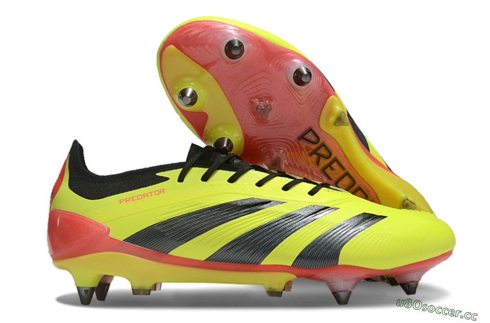 Men's Adidas Predator 24 Elite SG Soft Ground Low-Tops Football Boots - Yellow/Black/Red 2