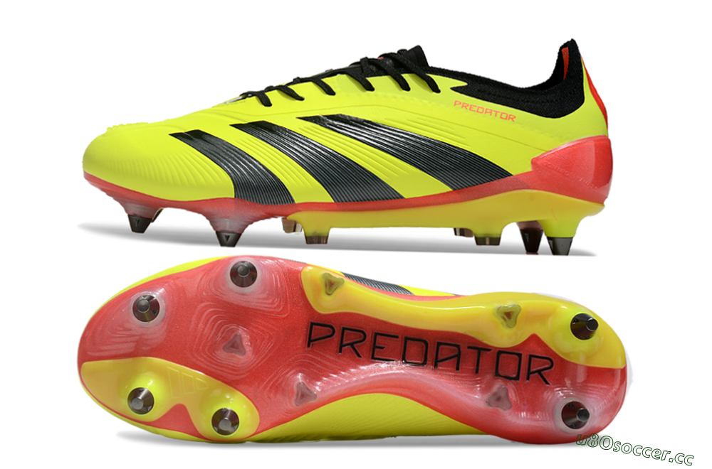 Men's Adidas Predator 24 Elite SG Soft Ground Low-Tops Football Boots - Yellow/Black/Red 1