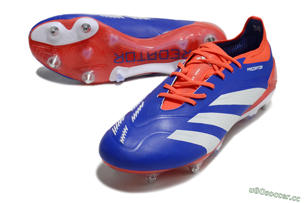 Men's Adidas Predator Elite Foldover Tongue SG Soft Ground Low-Tops Football Boots - Blue/White/Red 3