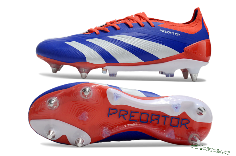 Men's Adidas Predator Elite Foldover Tongue SG Soft Ground Low-Tops Football Boots - Blue/White/Red 1