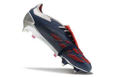 Men's Adidas Predator Elite Foldover Tongue SG Soft Ground Low-Tops Football Boots - Silver/Blue/Red