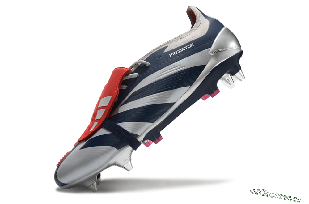 Men's Adidas Predator Elite Foldover Tongue SG Soft Ground Low-Tops Football Boots - Silver/Blue/Red 5