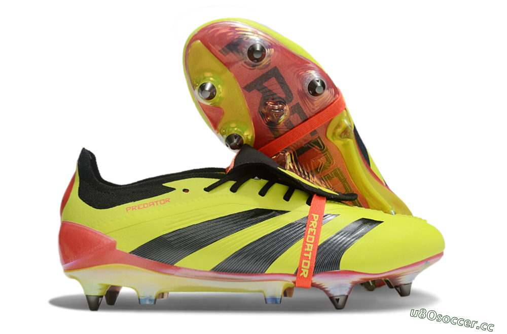 Men's Adidas Predator Elite Foldover Tongue SG Soft Ground Low-Tops Football Boots - Yellow/Black/Red 2