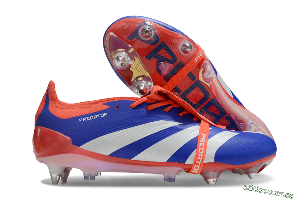 Men's Adidas Predator Elite Foldover Tongue SG Soft Ground Low-Tops Football Boots - Blue/White/Red 2