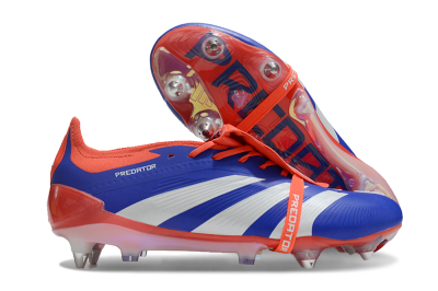 Men's Adidas Predator Elite Foldover Tongue SG Soft Ground Low-Tops Football Boots - Blue/White/Red