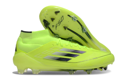 Men's Adidas F50 Elite Mid FG Firm Ground High-Tops Football Boots - Yellow/Blue/White
