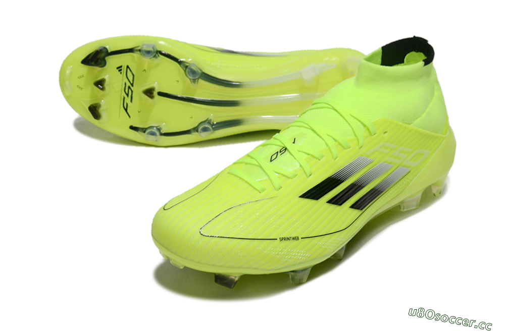 Men's Adidas F50 Elite Mid FG Firm Ground High-Tops Football Boots - Yellow/Blue/White 3
