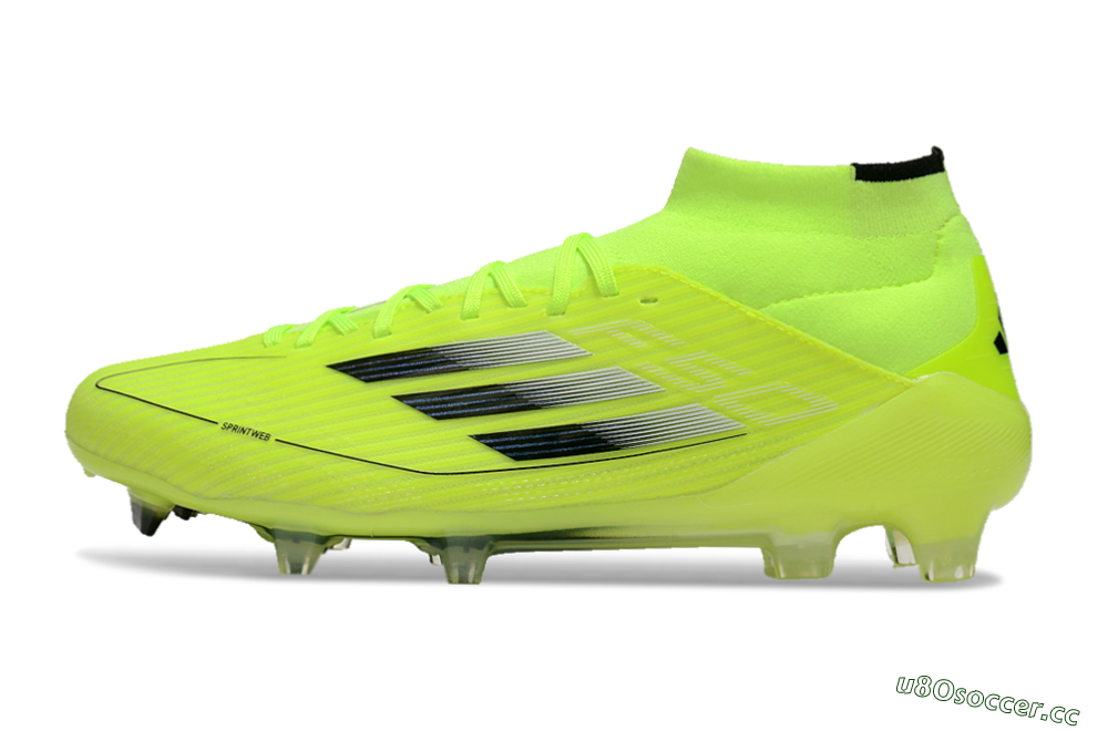Men's Adidas F50 Elite Mid FG Firm Ground High-Tops Football Boots - Yellow/Blue/White 0