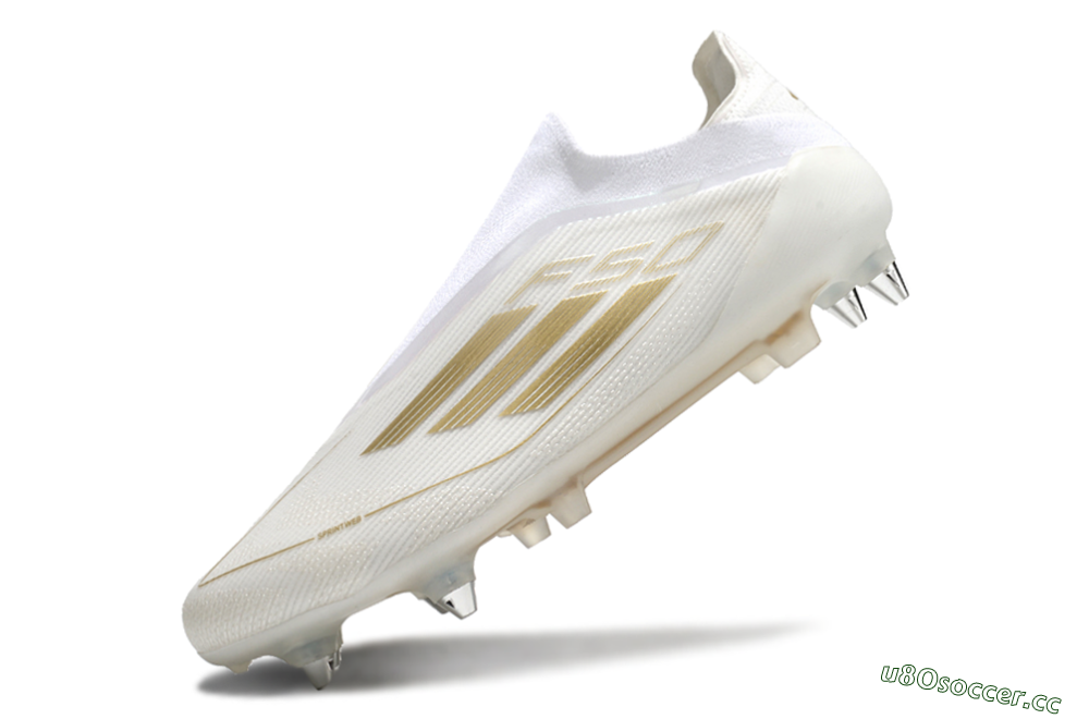 Men's Adidas F50 Elite Laceless SG Soft Ground Low-Tops Football Boots - White/Gold 5