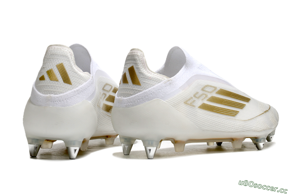 Men's Adidas F50 Elite Laceless SG Soft Ground Low-Tops Football Boots - White/Gold 6