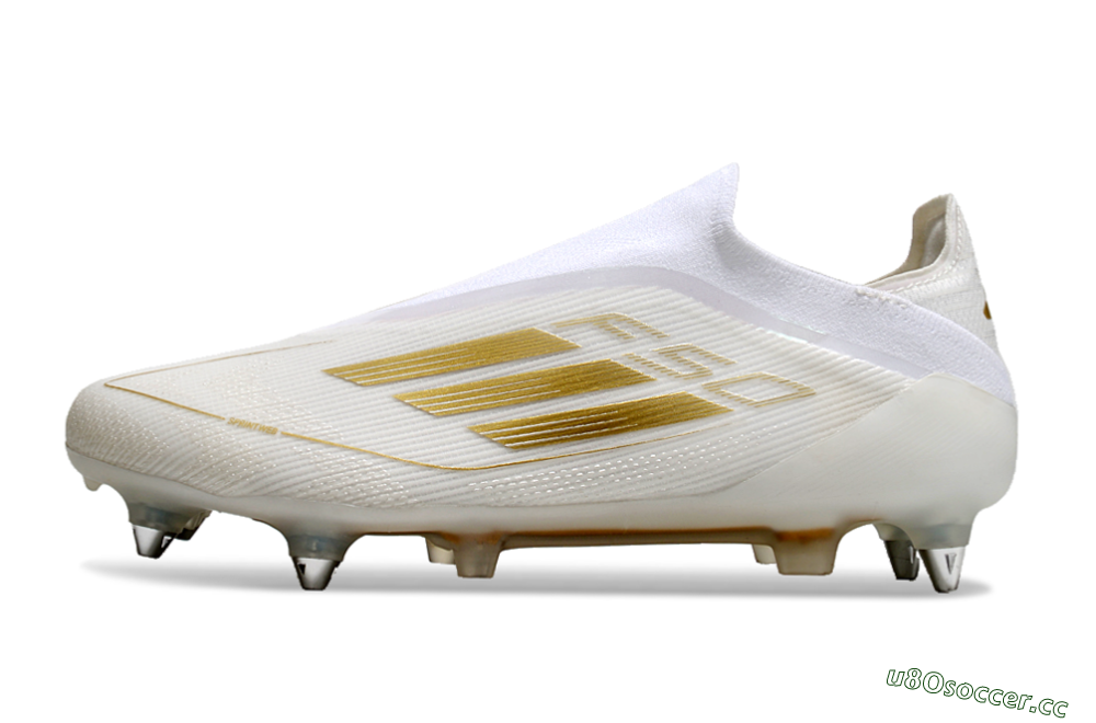 Men's Adidas F50 Elite Laceless SG Soft Ground Low-Tops Football Boots - White/Gold 0