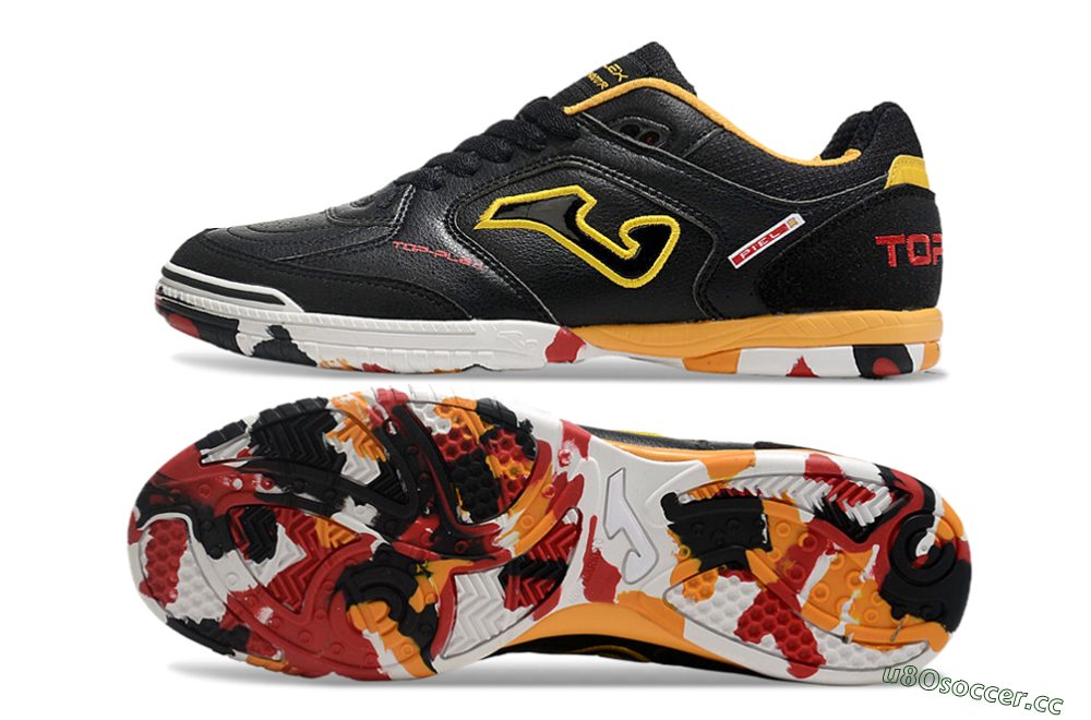 Men's Joma Top Flex IC Indoor & Futsal Low-Tops Football Shoes - Black/Yellow/Red 1