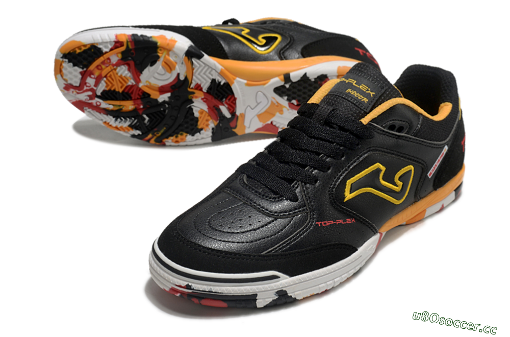 Men's Joma Top Flex IC Indoor & Futsal Low-Tops Football Shoes - Black/Yellow/Red 3