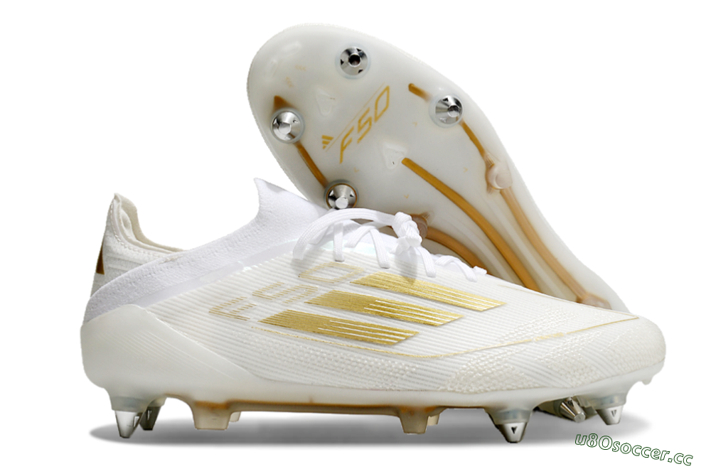 Men's Adidas F50 Elite SG Soft Ground Low-Tops Football Boots - White/Gold 2