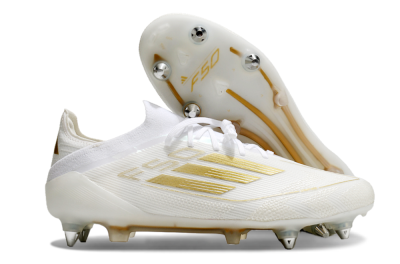 Men's Adidas F50 Elite SG Soft Ground Low-Tops Football Boots - White/Gold