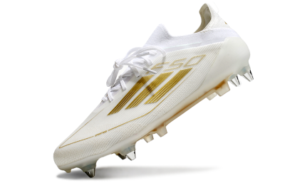 Men's Adidas F50 Elite SG Soft Ground Low-Tops Football Boots - White/Gold