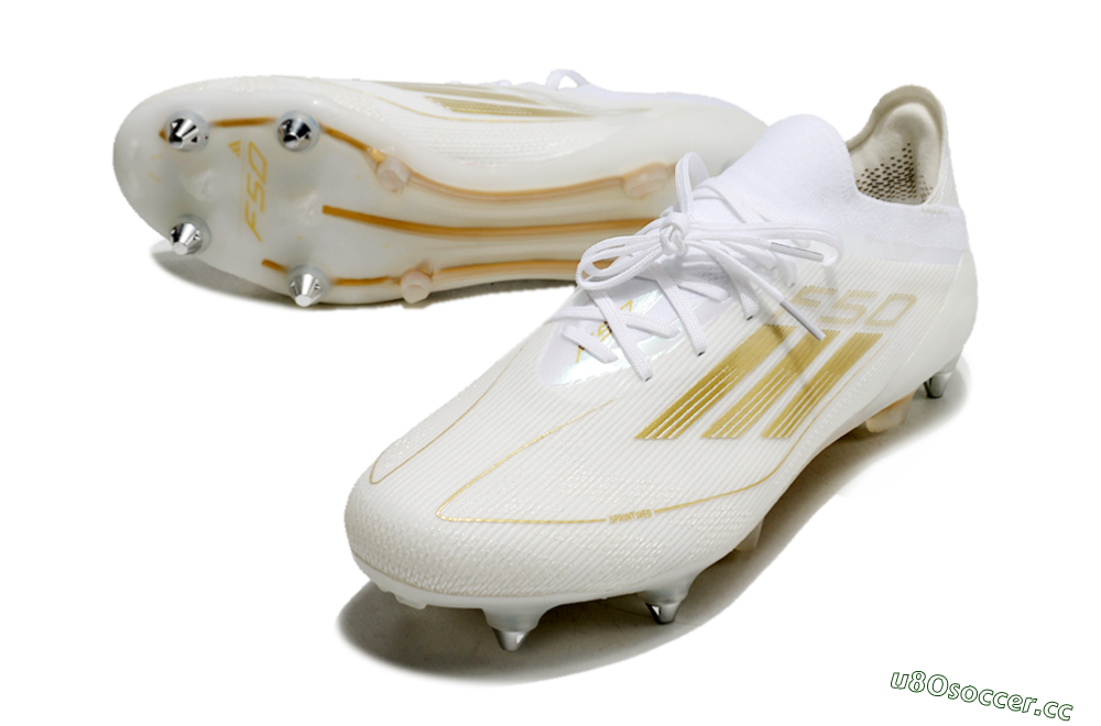 Men's Adidas F50 Elite SG Soft Ground Low-Tops Football Boots - White/Gold 3