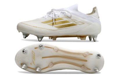 Men's Adidas F50 Elite SG Soft Ground Low-Tops Football Boots - White/Gold