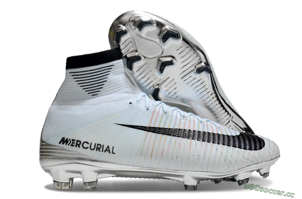 Men's Nike Zoom Superfly 5 Elite FG Firm Ground High-Tops Football Boots - Blue/Black/Rainbow 2