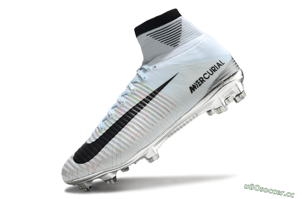 Men's Nike Zoom Superfly 5 Elite FG Firm Ground High-Tops Football Boots - Blue/Black/Rainbow 5