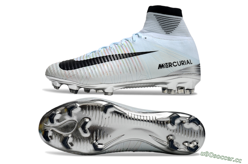 Men's Nike Zoom Superfly 5 Elite FG Firm Ground High-Tops Football Boots - Blue/Black/Rainbow 1