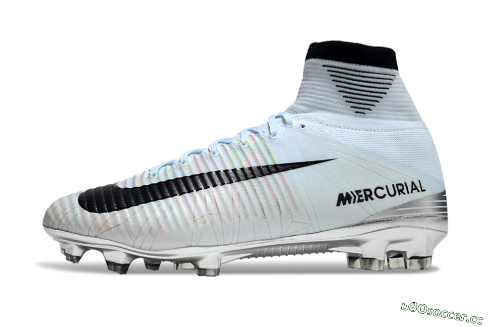 Men's Nike Zoom Superfly 5 Elite FG Firm Ground High-Tops Football Boots - Blue/Black/Rainbow 0