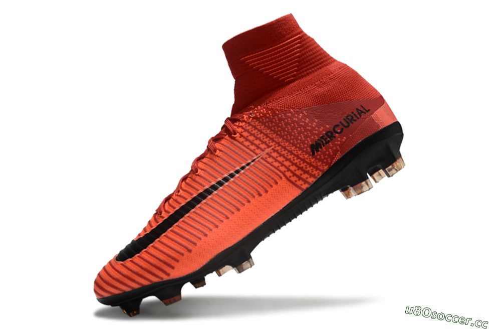 Men's Nike Zoom Superfly 5 Elite FG Firm Ground High-Tops Football Boots - Red/Black 5