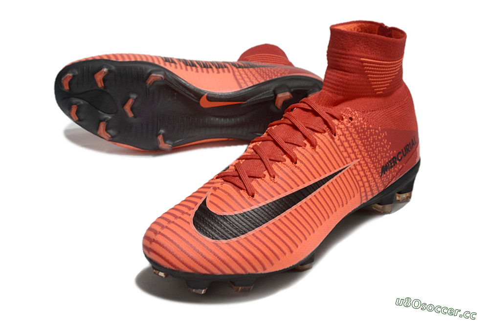 Men's Nike Zoom Superfly 5 Elite FG Firm Ground High-Tops Football Boots - Red/Black 3