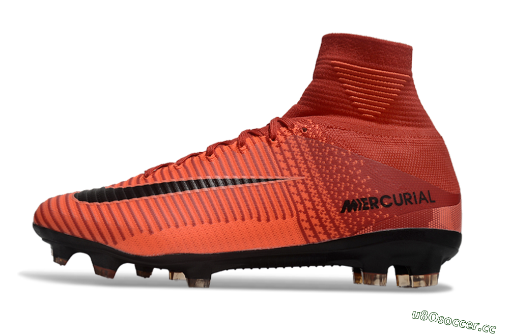 Men's Nike Zoom Superfly 5 Elite FG Firm Ground High-Tops Football Boots - Red/Black 0