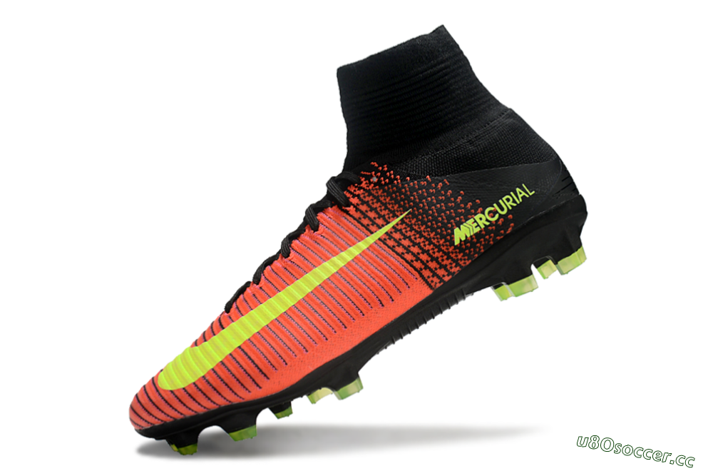 Men's Nike Zoom Superfly 5 Elite FG Firm Ground High-Tops Football Boots - Red/Black/Yellow 5