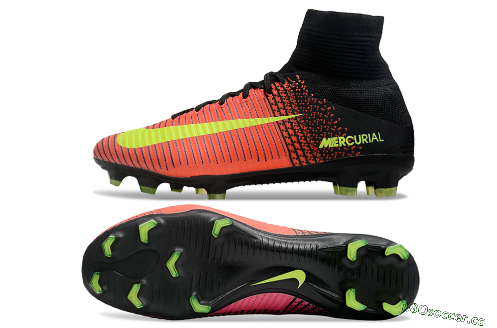 Men's Nike Zoom Superfly 5 Elite FG Firm Ground High-Tops Football Boots - Red/Black/Yellow 1