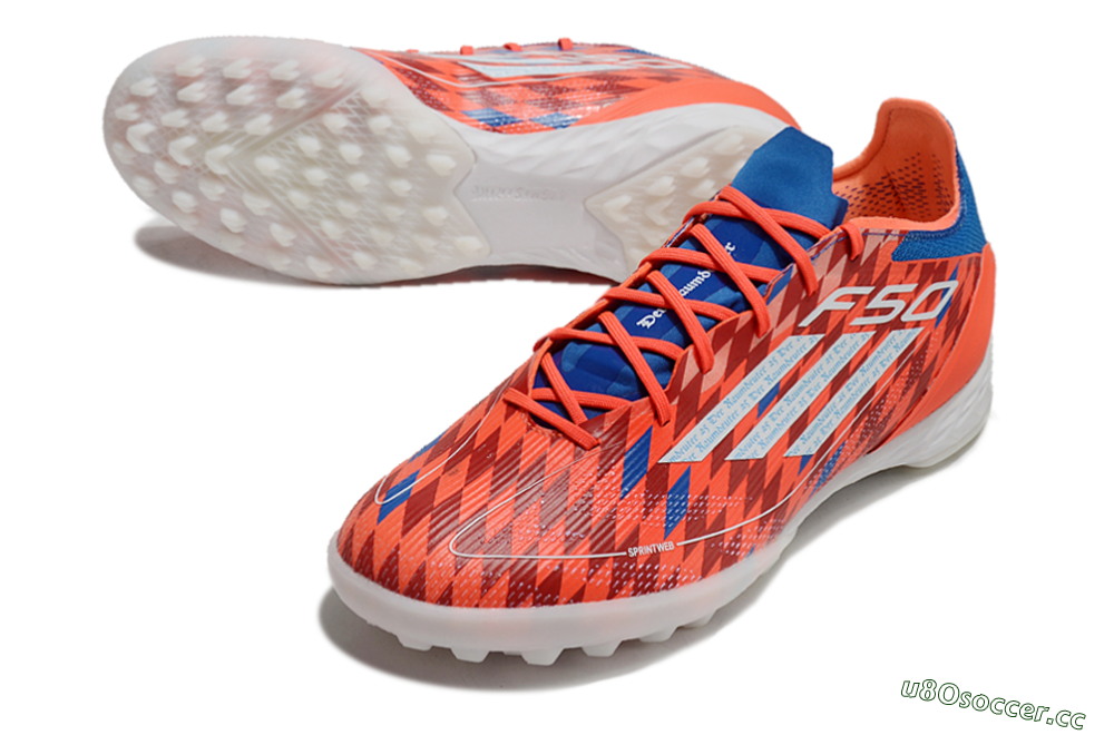 Men's Adidas F50 Pro TF Artificial Turf Low-Tops Football Shoes - Red/White/Blue 3