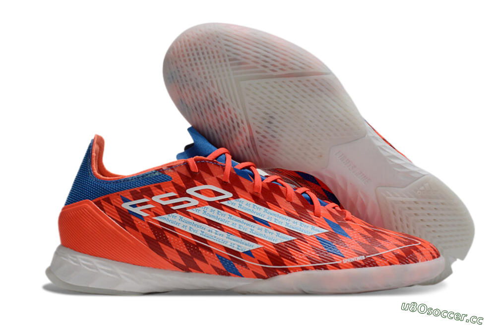 Men's Adidas F50 Pro IC Indoor & Futsal Low-Tops Football Shoes - Red/White/Blue 2