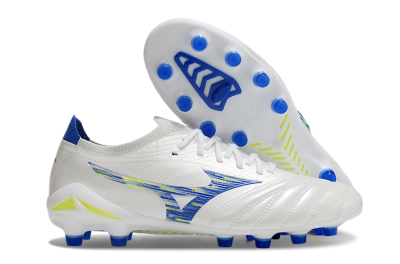 Men's Mizuno Morelia Neo 4 FG Firm Ground Low-Tops Football Boots - White/Blue/Yellow