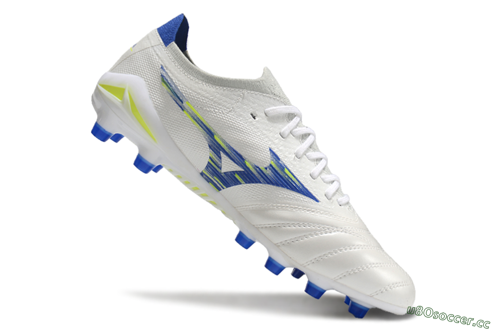 Men's Mizuno Morelia Neo 4 FG Firm Ground Low-Tops Football Boots - White/Blue/Yellow 4