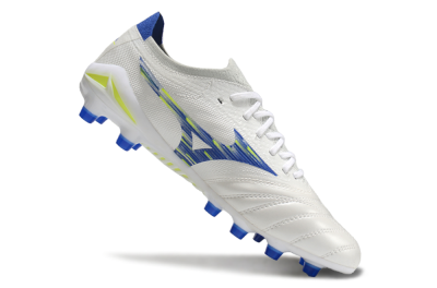 Men's Mizuno Morelia Neo 4 FG Firm Ground Low-Tops Football Boots - White/Blue/Yellow