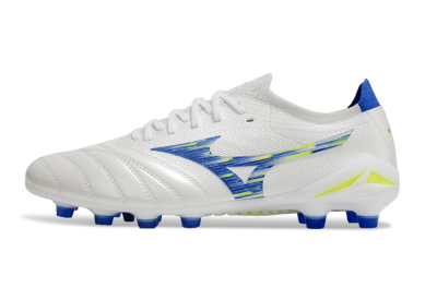 Men's Mizuno Morelia Neo 4 FG Firm Ground Low-Tops Football Boots - White/Blue/Yellow