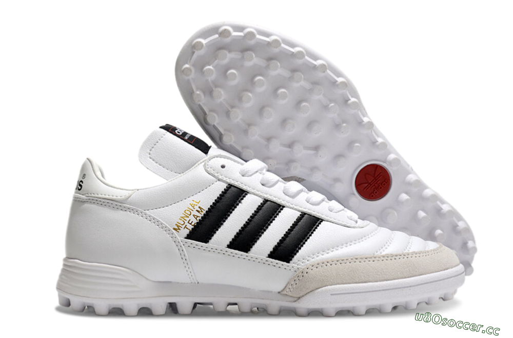 Unisex Adidas Mundial Team Astro TF Artificial Turf Low-Tops Football Shoes - White/Black/Gold 2