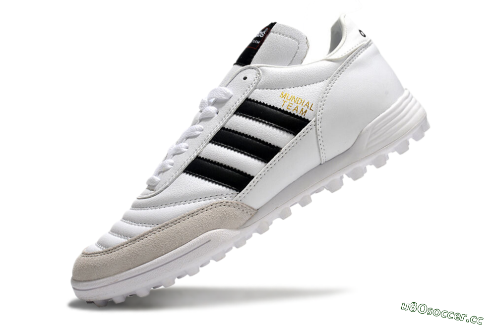 Unisex Adidas Mundial Team Astro TF Artificial Turf Low-Tops Football Shoes - White/Black/Gold 5