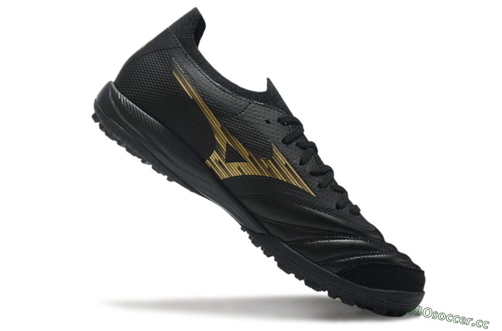 Men's Mizuno Morelia Neo Sala M8 TF Artificial Turf Low-Tops Football Shoes - Black/Gold 4