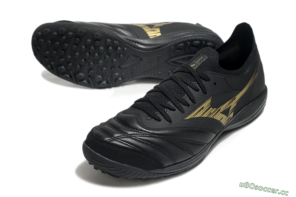 Men's Mizuno Morelia Neo Sala M8 TF Artificial Turf Low-Tops Football Shoes - Black/Gold 3
