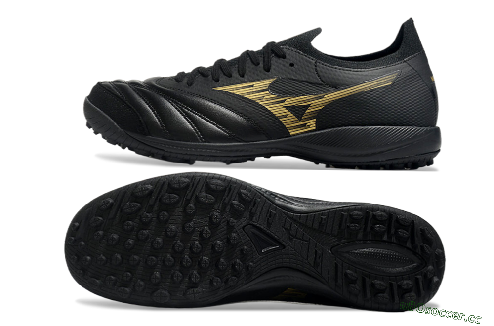 Men's Mizuno Morelia Neo Sala M8 TF Artificial Turf Low-Tops Football Shoes - Black/Gold 1