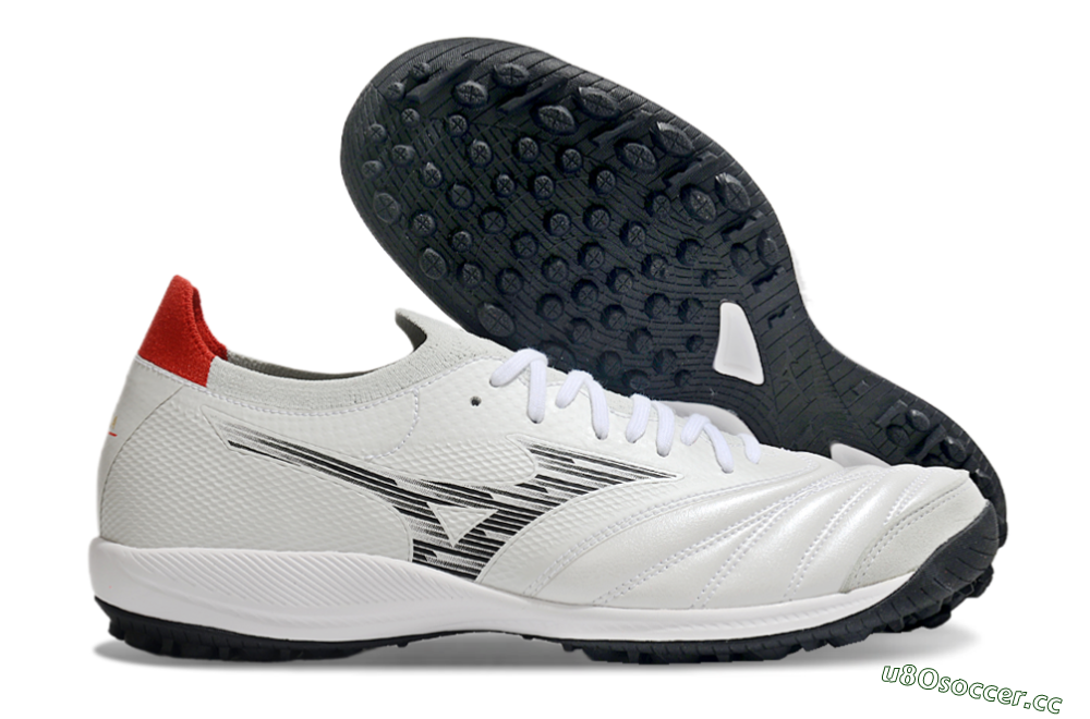Men's Mizuno Morelia Neo Sala M8 TF Artificial Turf Low-Tops Football Shoes - Beige/Black/Red 2